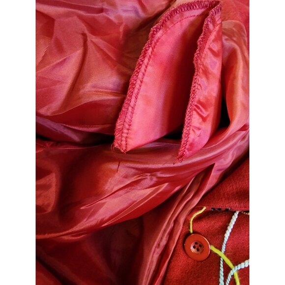 Bala Bala Jacket Women Medium Red Abstract Yarn Faux Wool Vintage Artsy - Picture 10 of 11